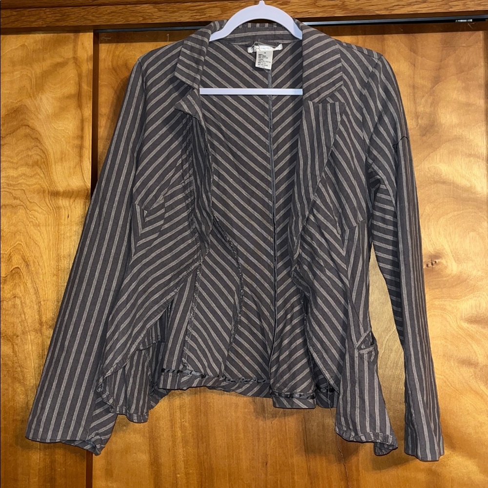 Charlotte Russe Striped Gray Open Front Blazer